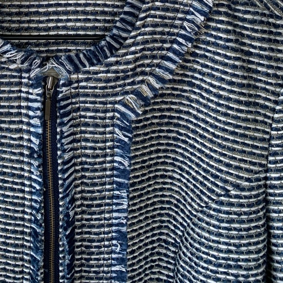 C&B Navy Fringed Tweed Cropped Jacket - Picture 3 of 8